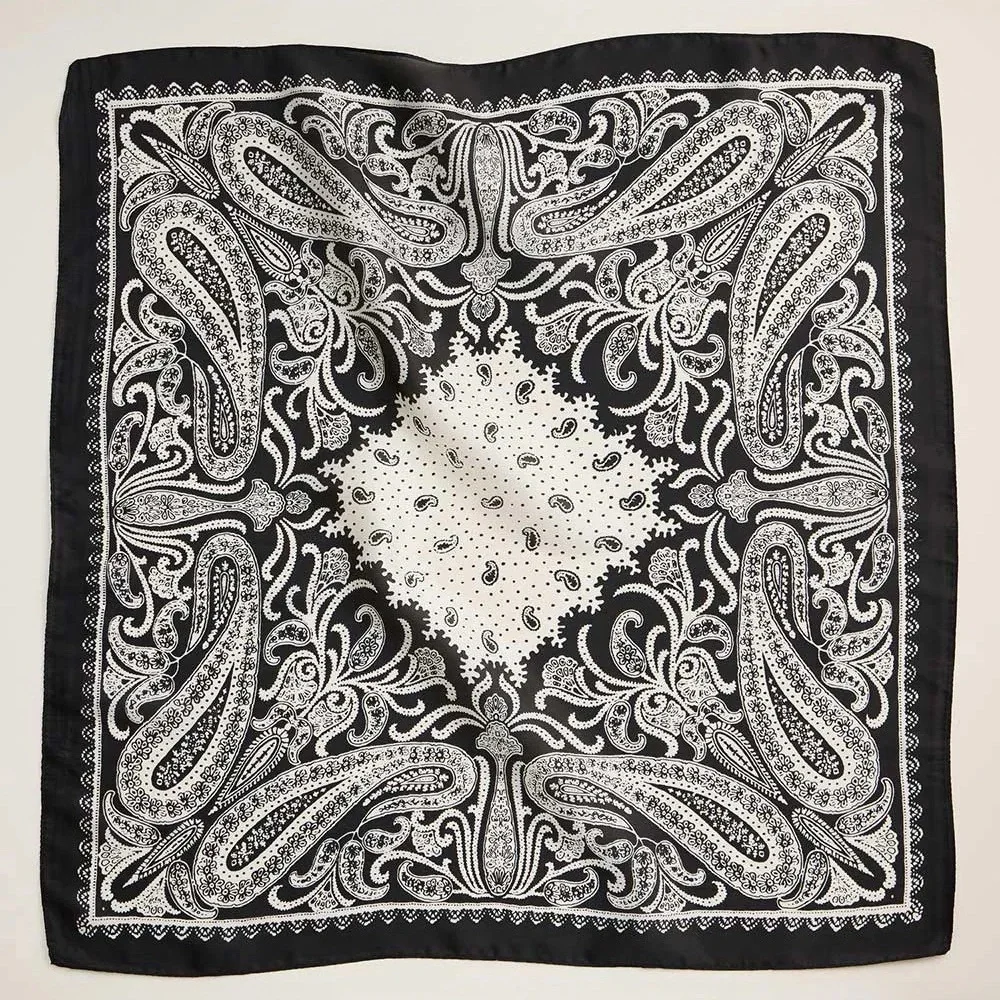 Black and White Paisley Bandana Scarf